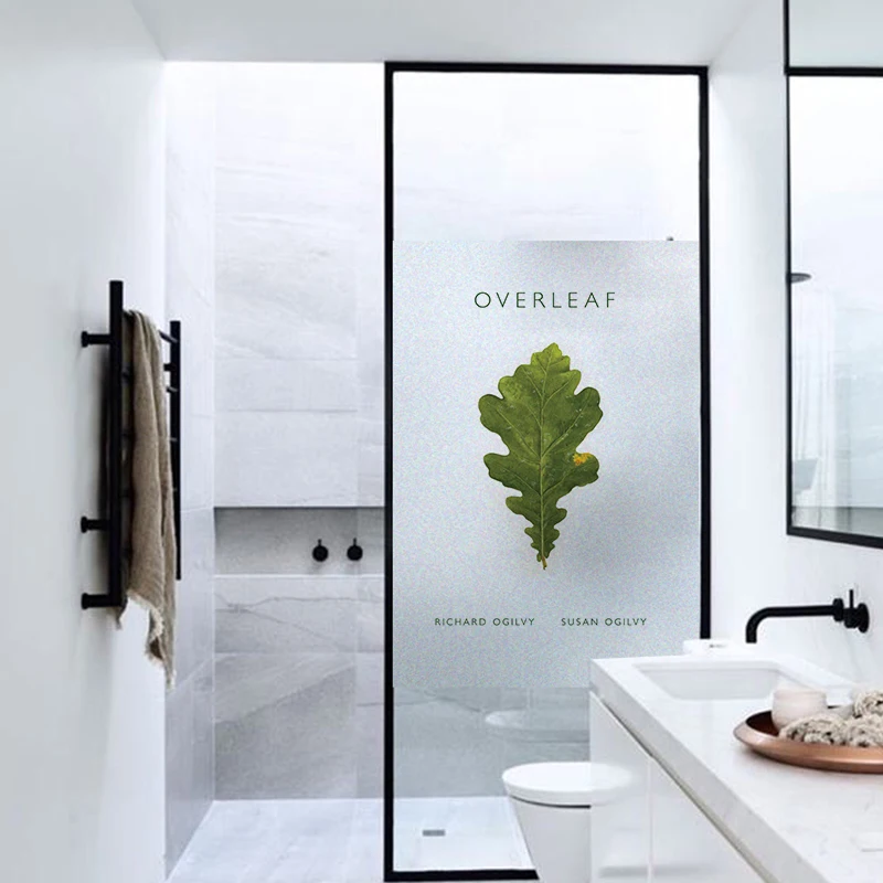 Антистатическая адсорбирующая пленка с зелеными листьями на окно Балкон Ванная