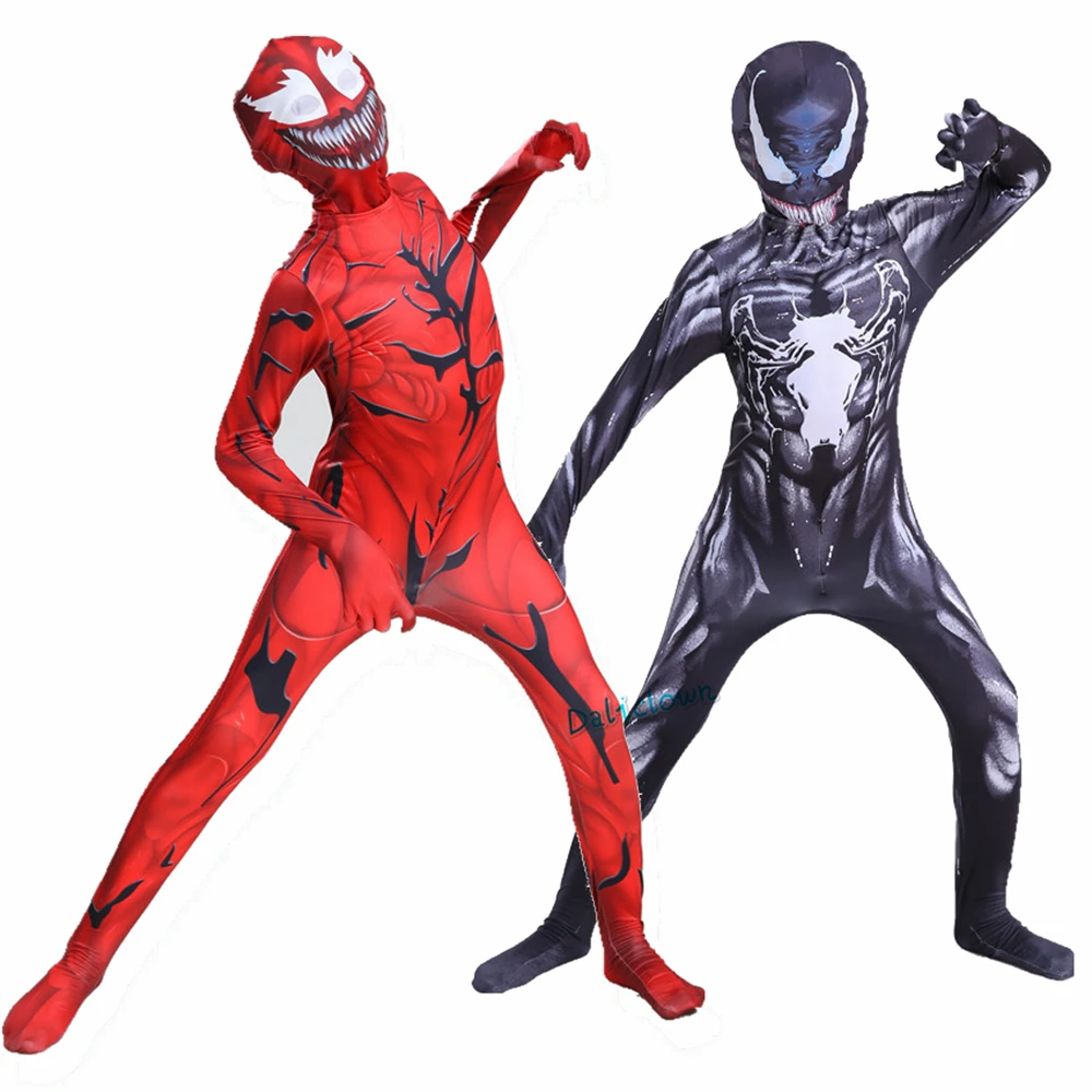 Disfraz de Venom para niños, traje de superhéroe, traje Zentai, mono de fiesta