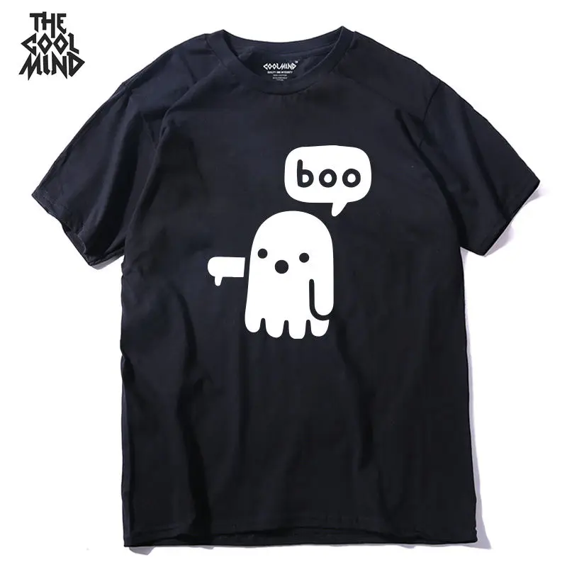 COOLMIND QI0228A повседневная Милая Мужская футболка с коротким рукавом и принтом boo