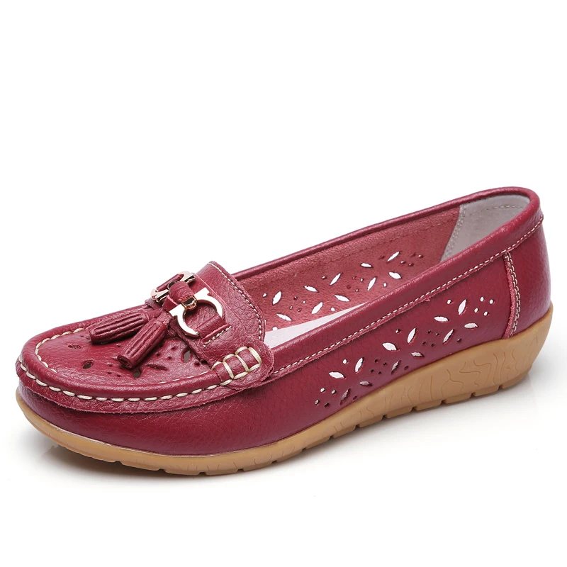 Women Casual Boat Shoes Ladies Slip On Ballet Flats Comfy Soft Zapatos Mujer Red Pink Walking Footwear 2021 Spring New Style