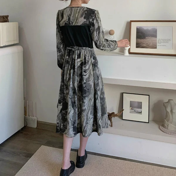 Новый Ретро пэчворк брызги Jum из двух частей | Женская одежда