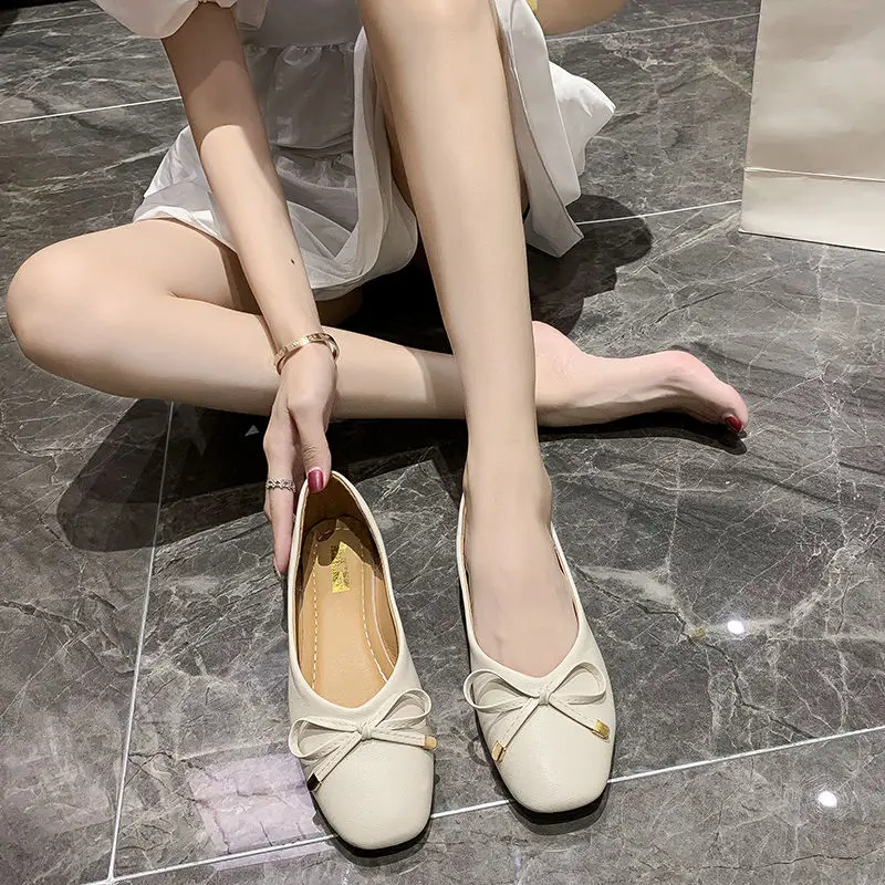 XGRAVITY 2021 Сезон весна-осень Туфли-лодочки с бантиком-бабочкой туфли на плоской