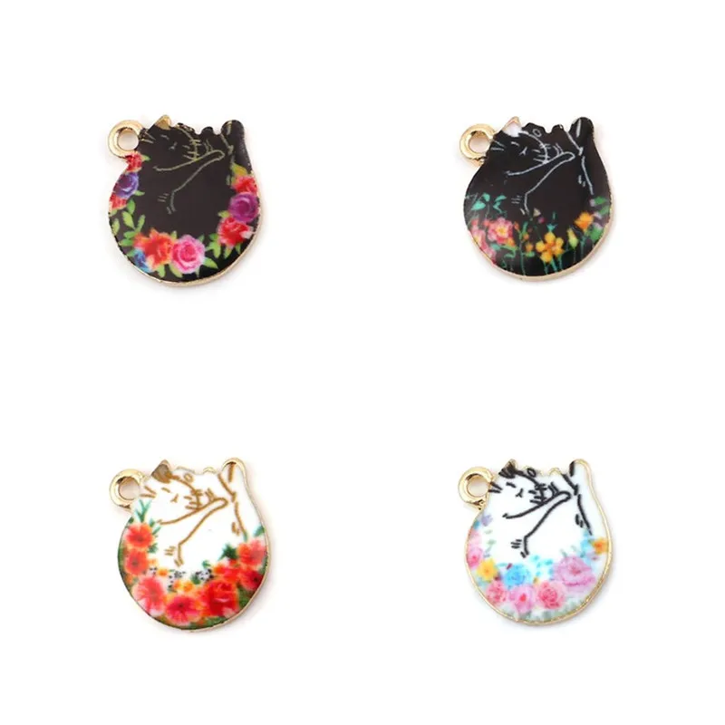 Doreen модные подвески в виде кошек и животных золотого цвета, металлические круглые подвески в форме цветка, «сделай сам», серьги, браслеты, Женские Ювелирные изделия 15 мм x 14 мм, 10 шт.