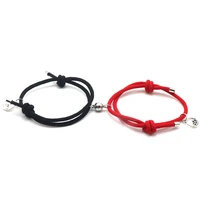 zhongvi 2pcs stainless steel magnetic friendship lovers couples bracelets attractive love men and women charm rope bracelet