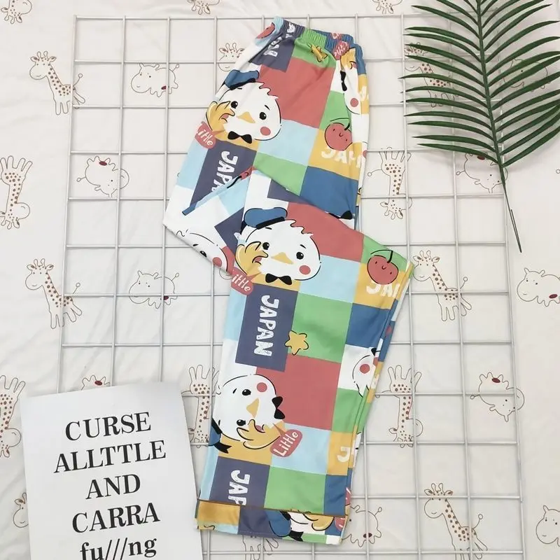 New Spring Summer Printed Pajama Pants Women Thin Soft Cartoon Korean Style Loose Sweat Trousers Femme Bottoms Pyjamas Home Wear