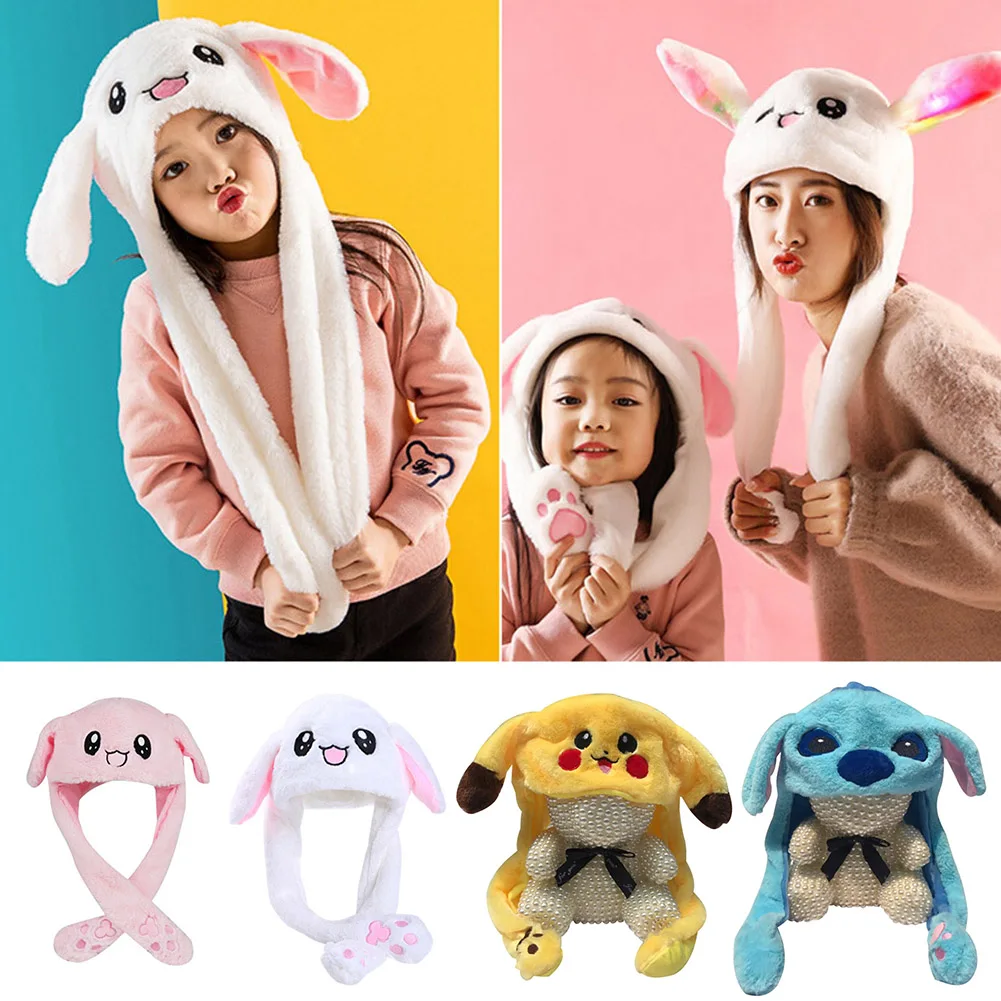 Милая плюшевая шапка кролика с подвижными ушами вверх и вниз теплая милая