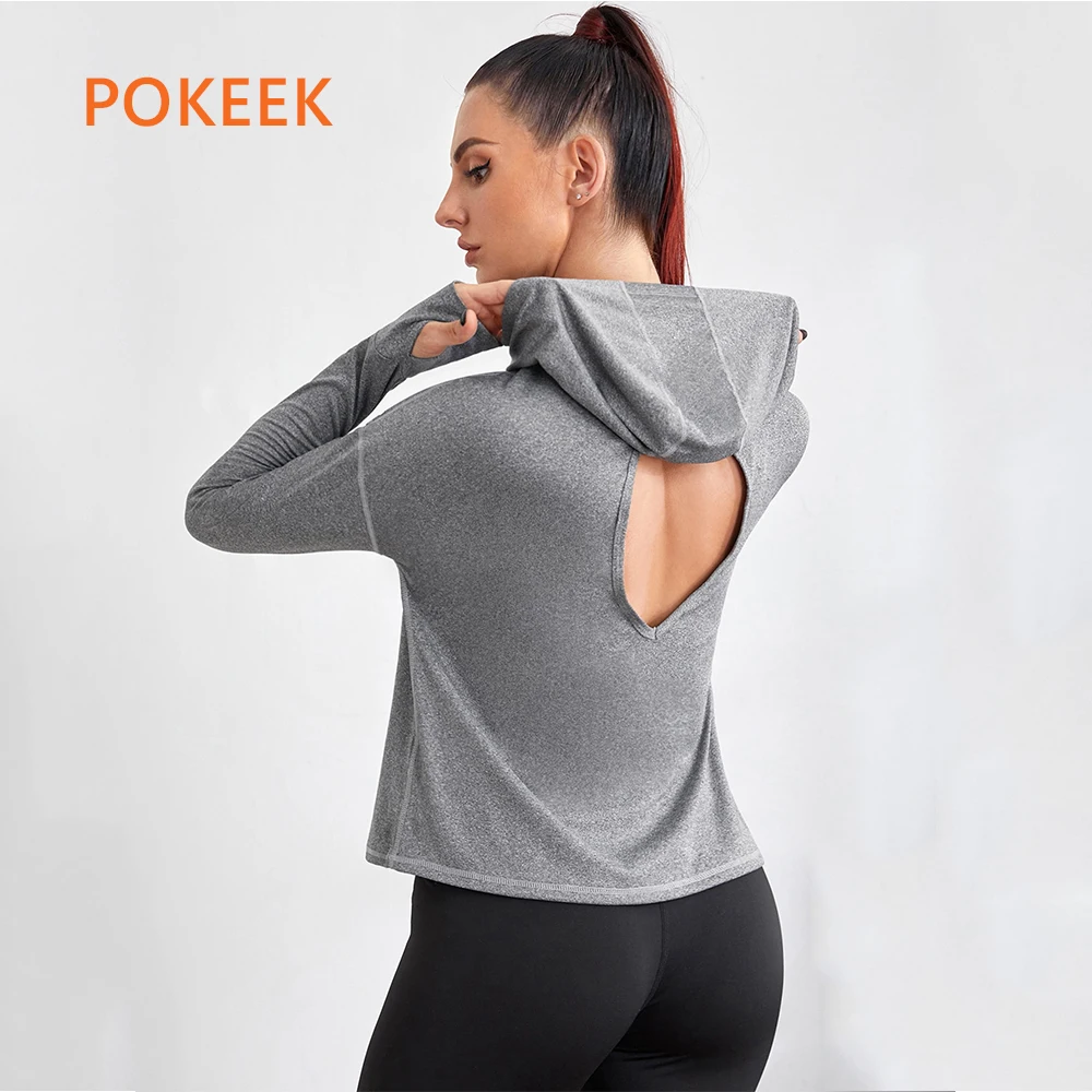 

POKEEK футболка, спортивный топ,лонгслив женский для фитнеса, топ для йоги, рубашка с длинным рукавом для женщин, для фитнеса, тренажерного зала...