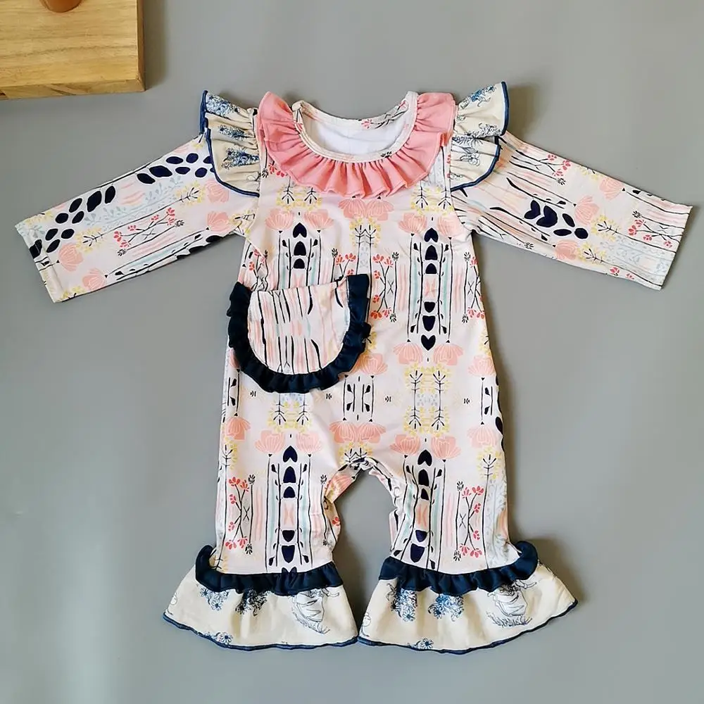 Новый стиль весенний комбинезон с оборками и длинными рукавами карманами одежда