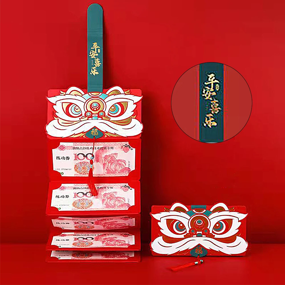 HongBao-sobres rojos de la suerte chinos, bolsillos plegables de Tigre con 6...