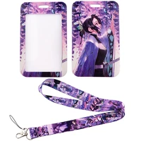 lx890 anime girl lanyard id campus card badge holder neck phone strap for pendant usb neck strap purpl cord lariat unique gifts