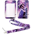 LX890 шнурок для девушек с аниме, держатель для идентификационных карт, держатель для шеи, ремешок для телефона с подвеской, ремешок на шею с USB, шнур Purpl, Лариат, уникальные подарки