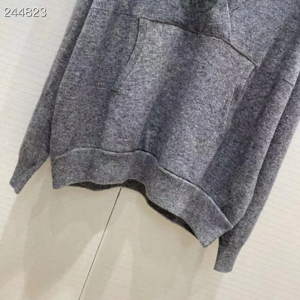 Женский трикотажный свитер Fyion серый пуловер с длинным рукавом и V-образным