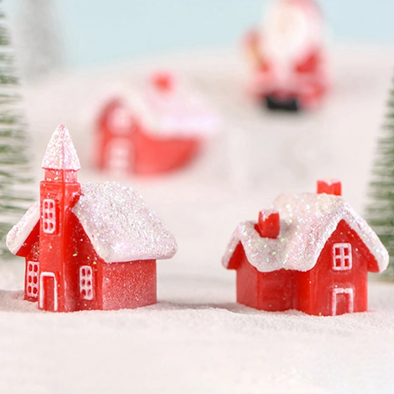 Миниатюрный миниатюрный дом для рождества, мини-сказочный сад, Рождественское украшение из смолы