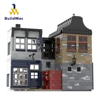 buildmoc hot sale creative expert alley architecture leaky cauldronwiseacres wizarding equipment house building blocks toys
