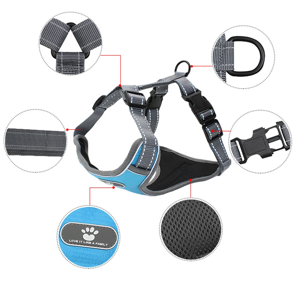 Регулируемая Светоотражающая сетчатая шлейка для собак жилет средних и больших