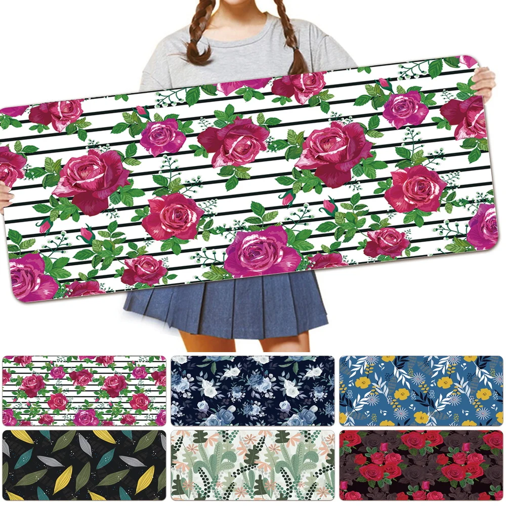 

Gaming Mouse Mat PU Leather Flower Pattern Series Mouse Pad Large 30x60 CM / 30x80 CM Durable Non-slip Keyboard Mousepad