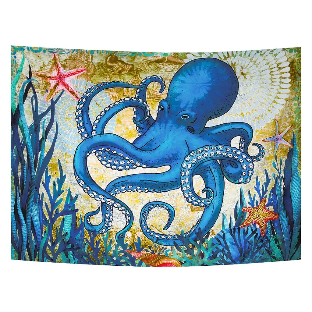 Настенный Гобелен Octopus Fun с мандалой морская жизнь богемное настенное