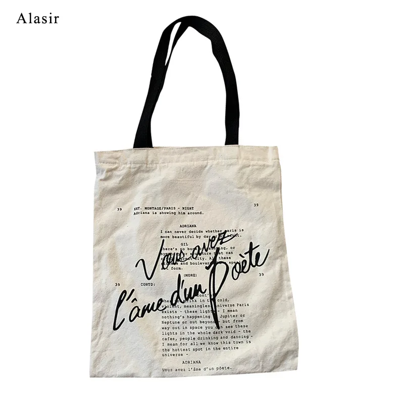 Alasi Rretro Холщовая Сумка через плечо с ручным написанием фильма Женская шикарная