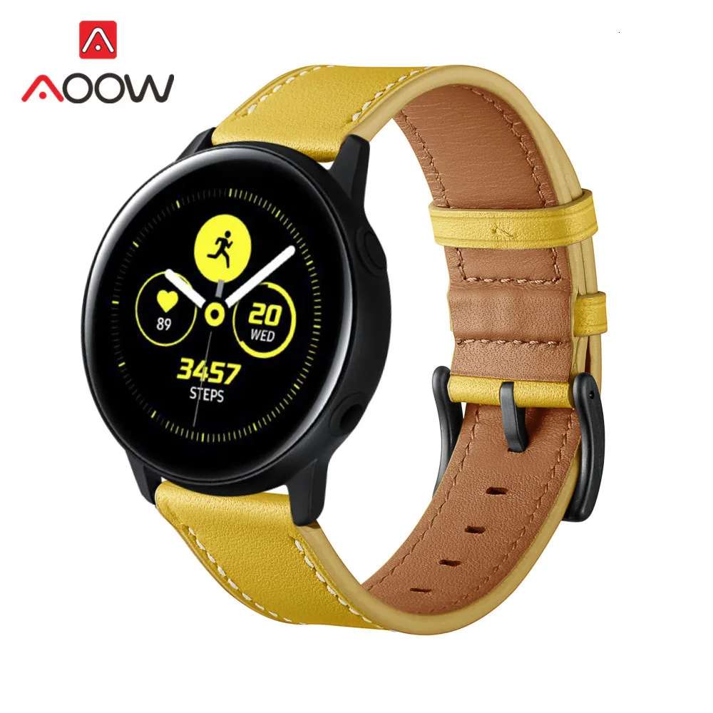 20 мм ремешок из натуральной кожи для samsung Galaxy Watch Active 42 мм gear S2 huawei Garmin vivoactive Amazfit BIP Молодежный браслет