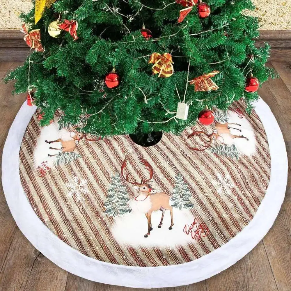 

Hot Sale Christmas Tree Skirt 98cm Flannel Elderly Tree Skirt Merry Christmas Decoration for Home New Year Decoration