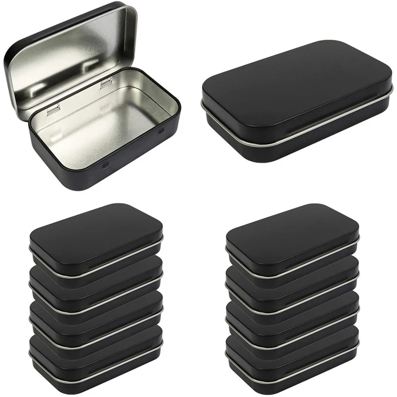 

10 Pack Metal Rectangular Empty Hinged Tins Box Containers 95x60x21mm Mini Candle Tins