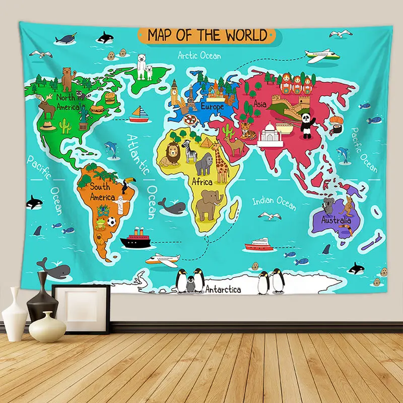 

Map of The World Tapestry Wall Hanging Home Decorative Bedroom Aesthetic Room Home Decor Wall Tapestries Bedspread Sofa Cover