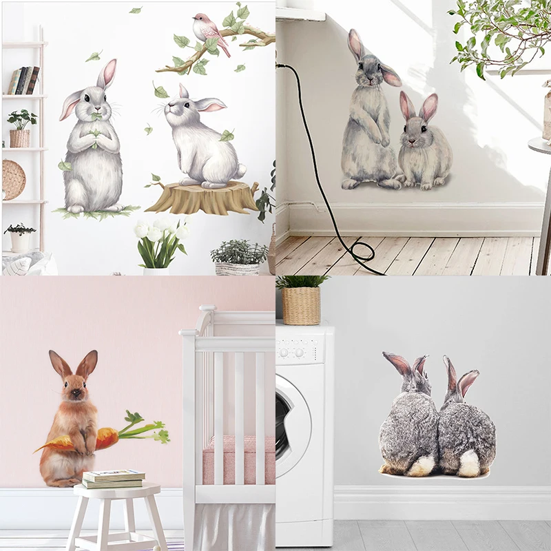 Наклейка на стену s Bunny заяц пасхальное украшение для дома 3D настоящая кролик