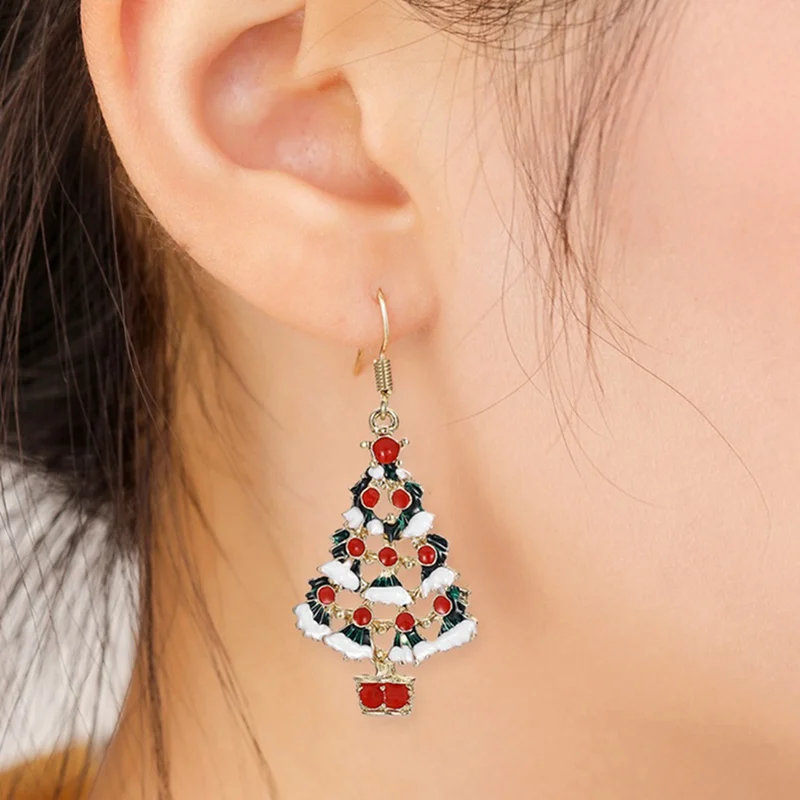 Christmas Earrings Zinc Alloy Festival Ornaments 1Pair Tree For Women Metal Stud Earring Fashion Gift Jewelry | Дом и сад
