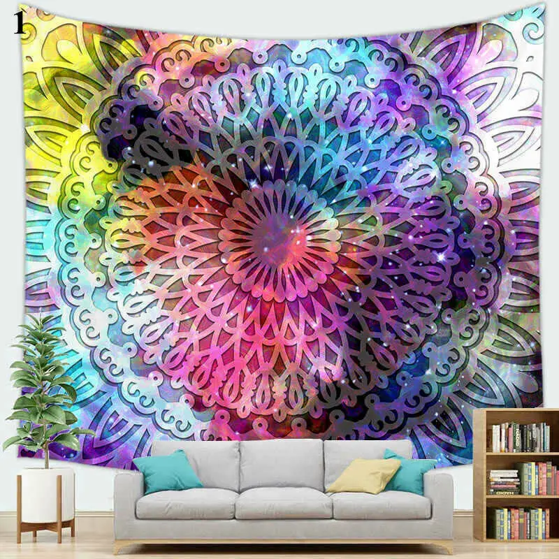 

FFO Indian Mandala Tapestry Hanging Decor Bohemian Wall Blanket Hippie Trippy Bedspread Ethnic Throw Tapestries For Living Room