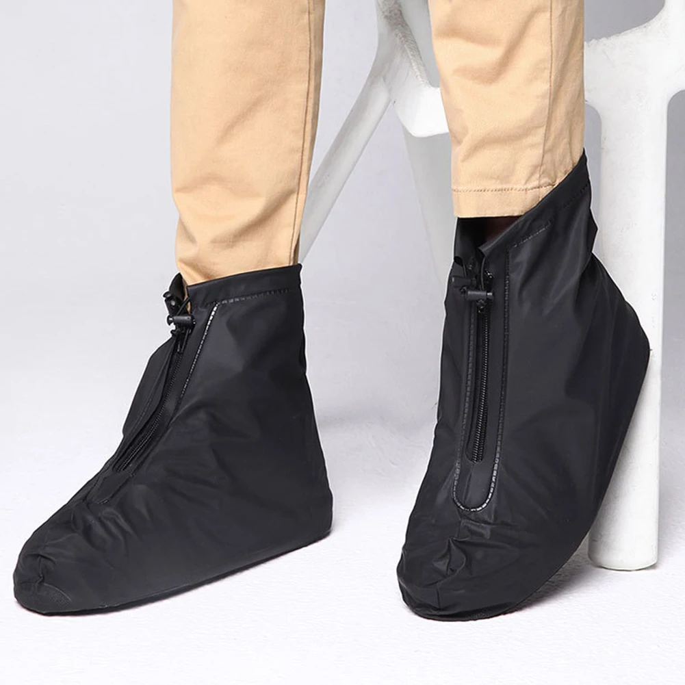 Men Women Waterproof Shoe Covers Rain Boots Non Slip Reusable Thickening Footwear Elastic Protectors for Travel Outdoor #734 image 4