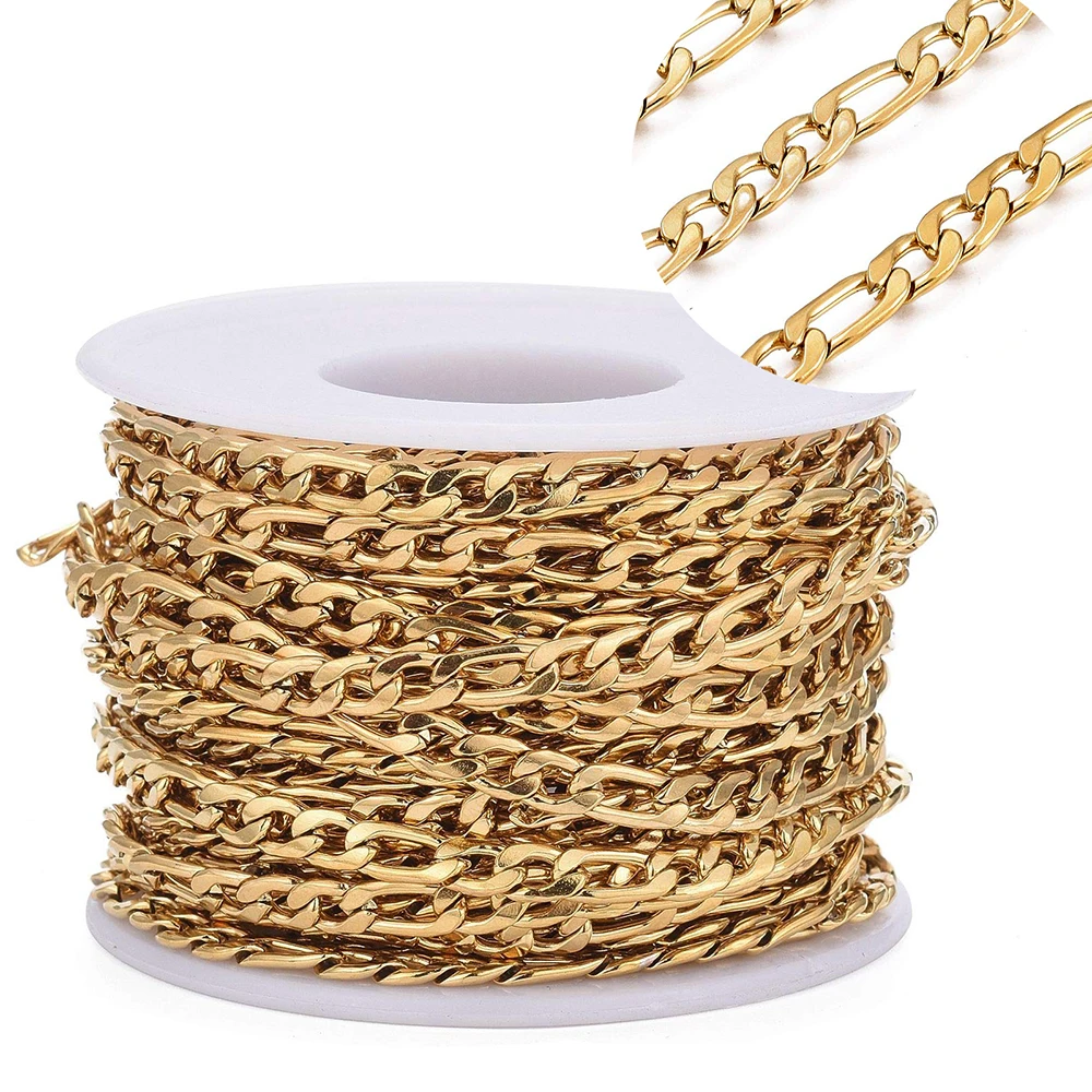 

1 Meter/lot Figaro1:3 Chain Necklace 3-7.5MM Stainless Steel Figaro Link Chain for DIY Jewelry Making Wholesale Bulk Chain