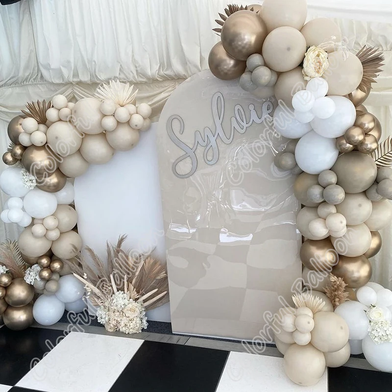 

150pcs Sand White Happy Birthday Party Wedding Backdrop Free Shipping Latex Doubled Macaron Gray Balloon Arch Baby Shower Decor