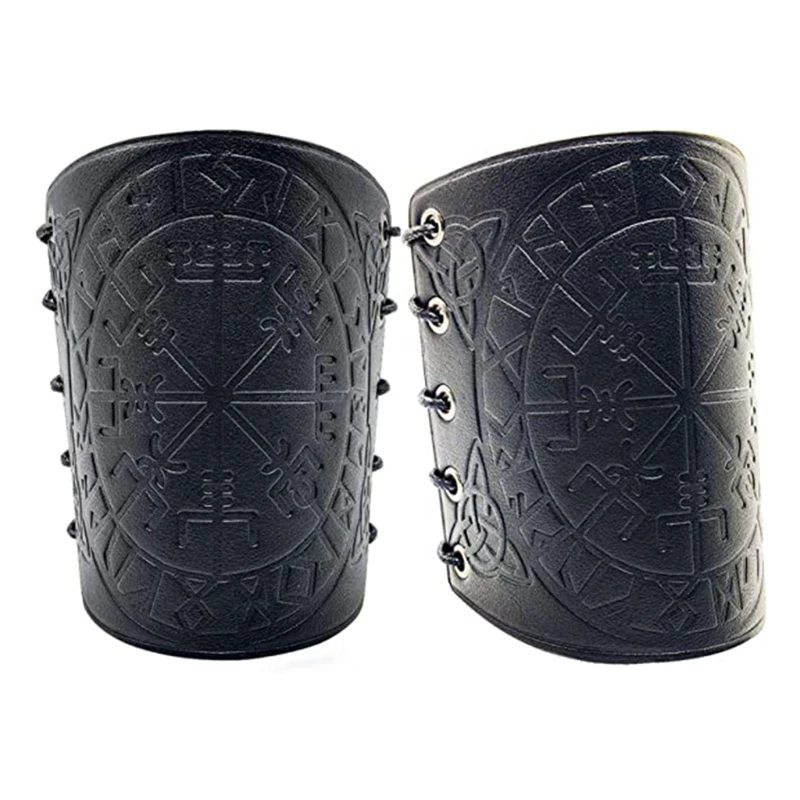 1 Pair Nordic Viking Vegvisir Embossed Arm Bracers Medieval PU Leather Guards Cosplay Jewelry New |