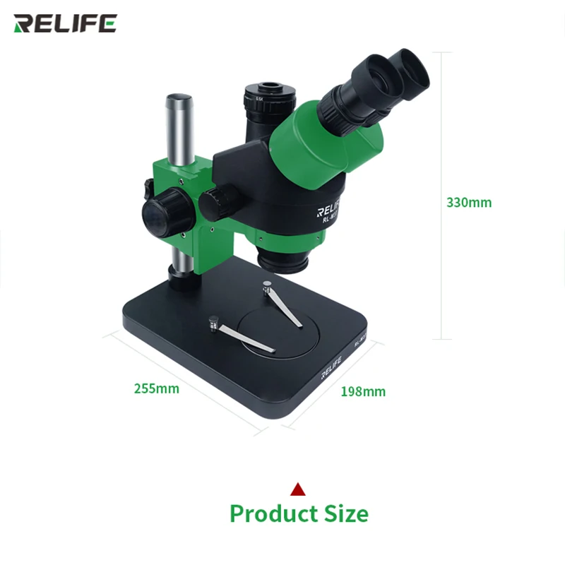 

RELIFE RL-M3T-B1 Trinocular Stereo Microscope 7X-45X Zoom Matched With HDMI Camera LED Light for Mobile Repair Microscope Tools