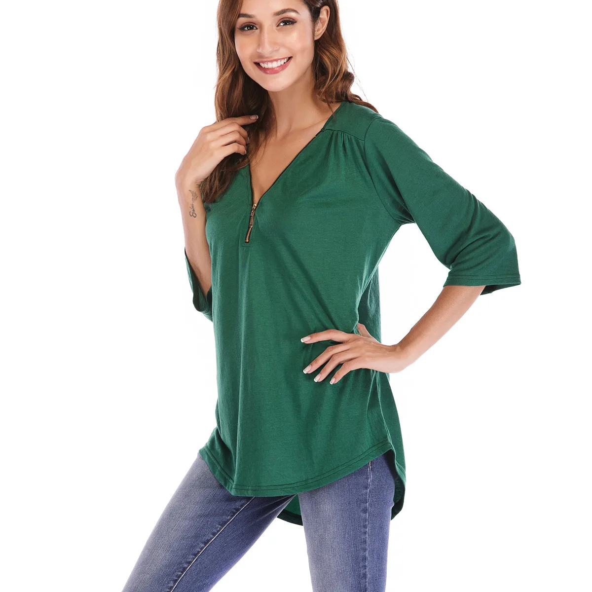 women shirts womens clothing t shirt tops half sleeve Regular Casual V-Neck tshirt plus size clothes | Женская одежда