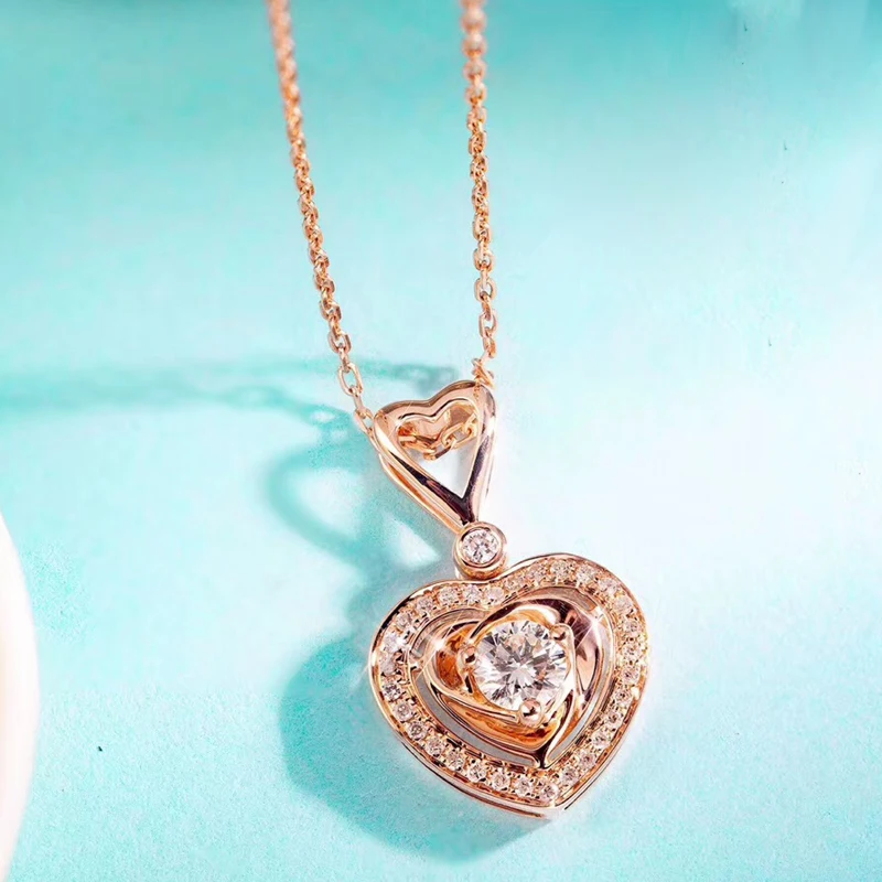 AEAW хит продаж 0.14ct 18k желтое золото Топ класс Леди Мода сердце алмаз кулон ожерелье
