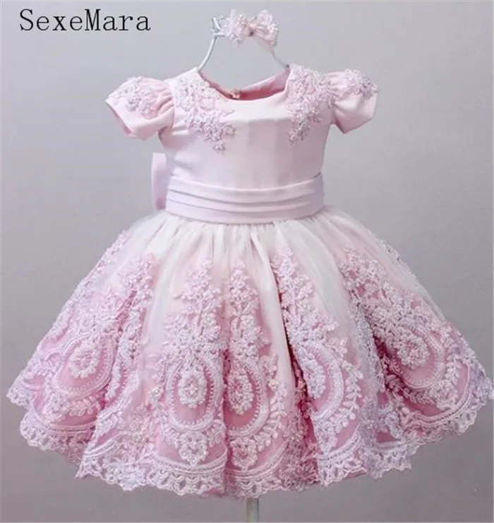SexeMara Розовое Кружевное детское платье для малышей женская одежда на день