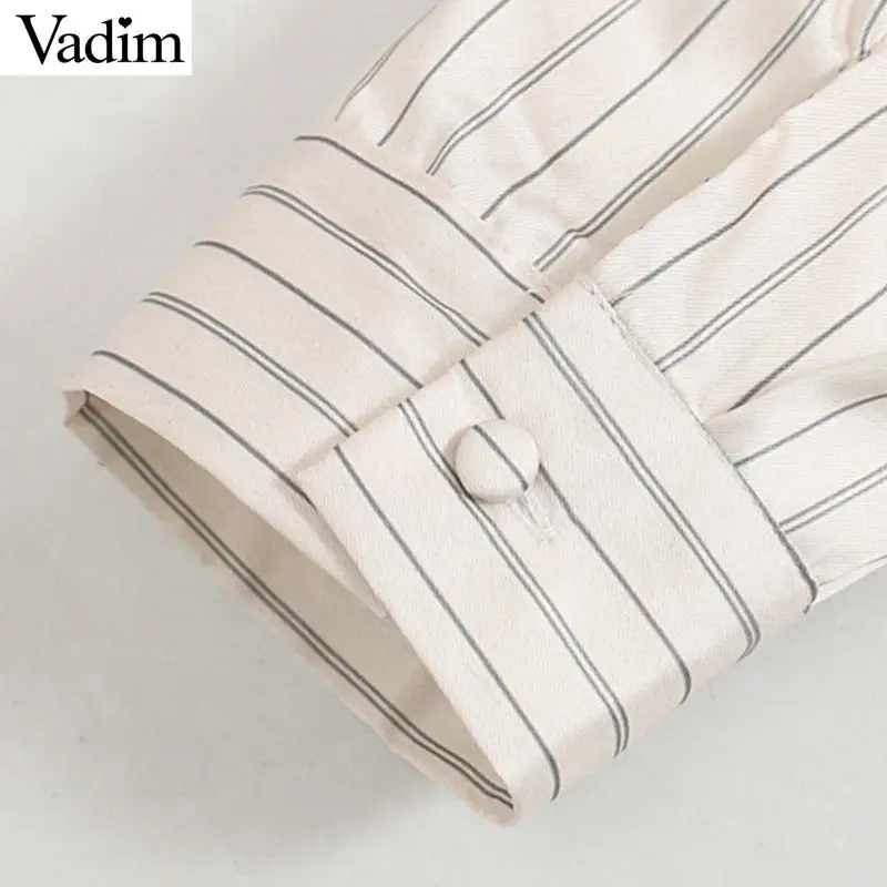 Vadim Женская шикарная полосатая блузка большого размера с галстуком-бабочкой