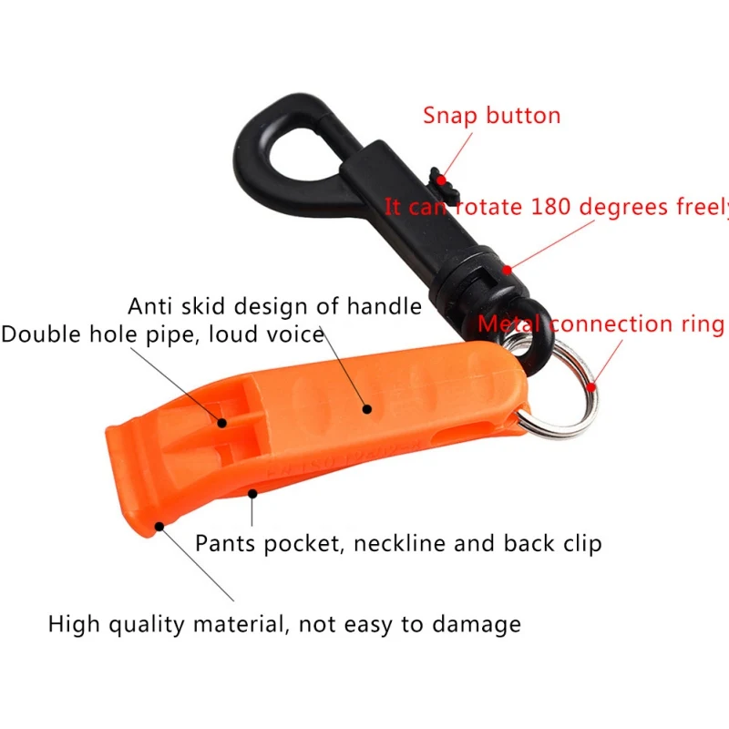 

2021 New Stytle Sports Match Dual Band Whistle Plastic Outdoor Camp Hiking Emergency Multifunction Loud Whistle Equipment Kit