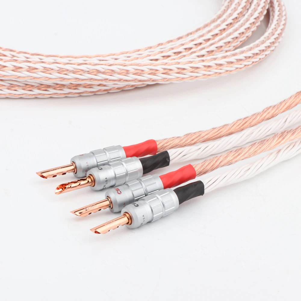 Пара Hi-fi кабелей Preffair 12TC с 2 штекерами типа банан на 4 штекера Hi-end провод для
