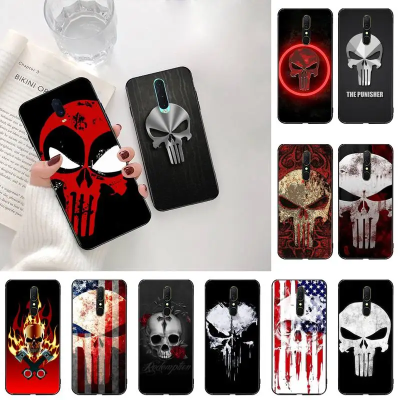

Cool Punisher Skull Art DIY Painted Bling Phone Case For Oppo A5 A9 2020 Reno2 z Renoace 3pro Realme5Pro