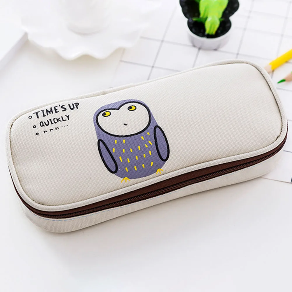 Owl Органайзер канцелярский Флип Топ мультфильм студенческий холст портативный школьный офисный Карандаш чехол на молнии большой емкости - Цвет: Owl