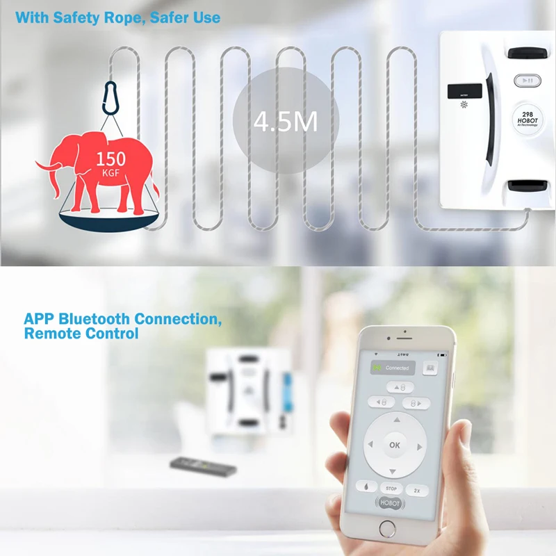 Windows Cleaner Robot HOBOT 298 Household Window Cleaning Vacuum Wiper Wet Dry Remote Control Electric Washing Glass |