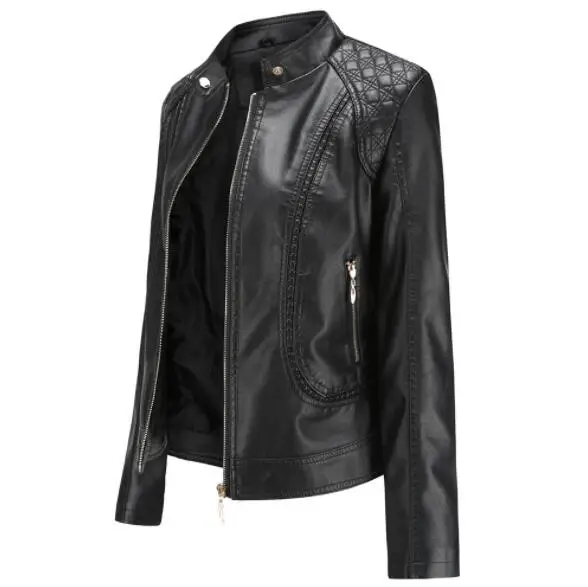 Women's leather trigger jacket women winter warm short jacket leather jacket parka with zipper Outerwear enlarge
