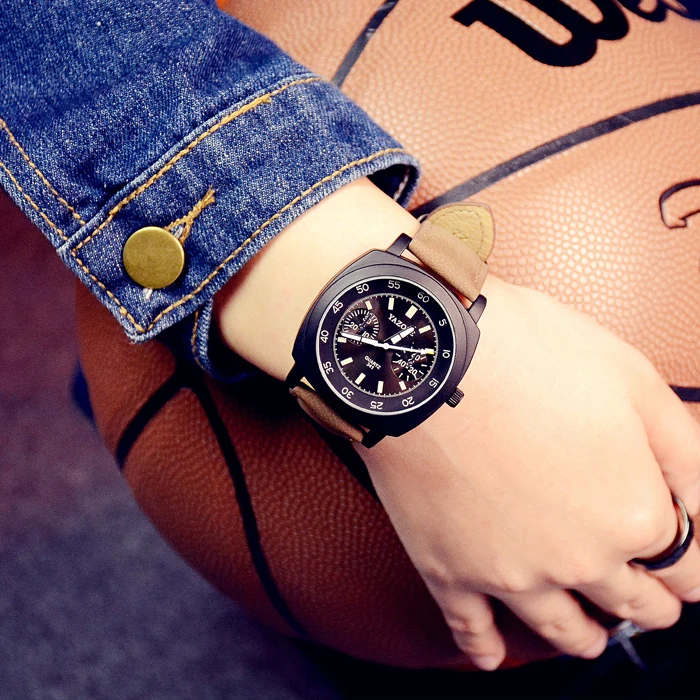 

Модные мужские часы с большим циферблатом, Водонепроницаемый часы Yazole кожаный ремешок бизнес спортивные наручные часы, мужские часы, Reloj ...