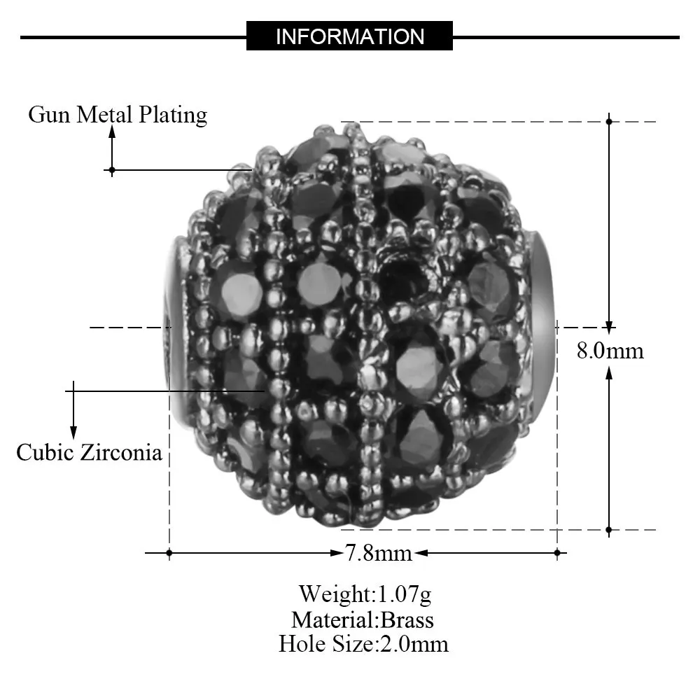 Круглые бусины с отверстием сделай сам круглые кубическим цирконием 5 14 мм для