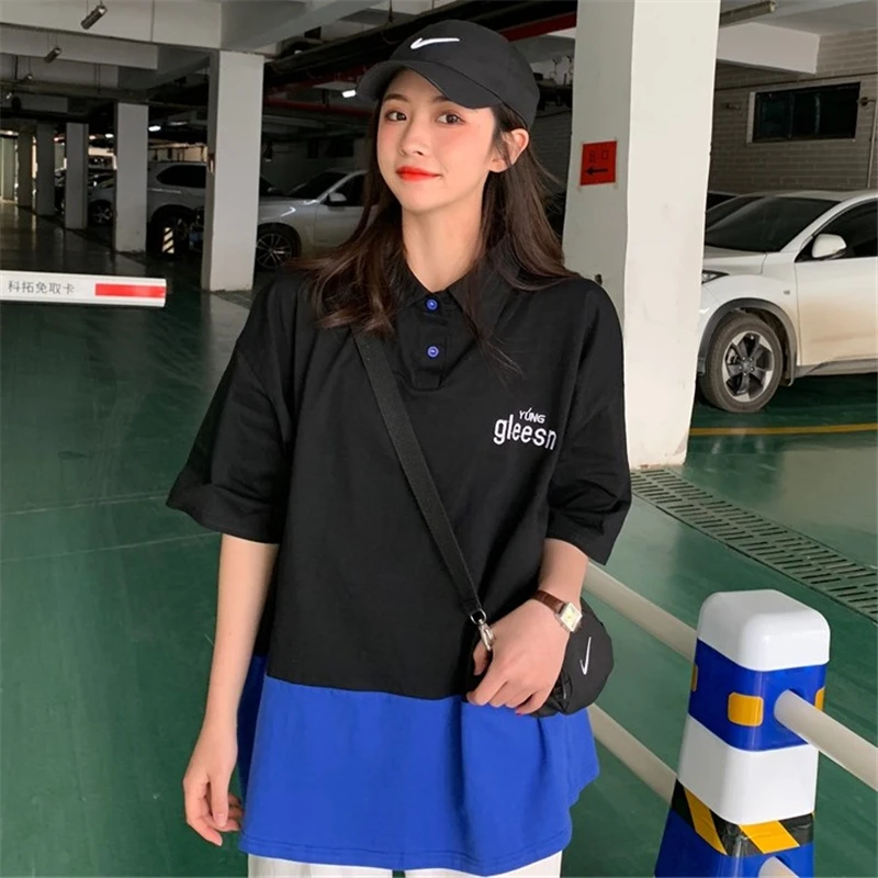 Футболка женская с коротким рукавом и отложным воротником | Женская одежда