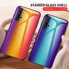 Чехол для Huawei Honor 20, 9X Pro, 8X, 8C, 8 lite, 9N, 10, 10i, 20i, V20, V10, V9, play 3, стеклянный, с градиентом из углеродного волокна