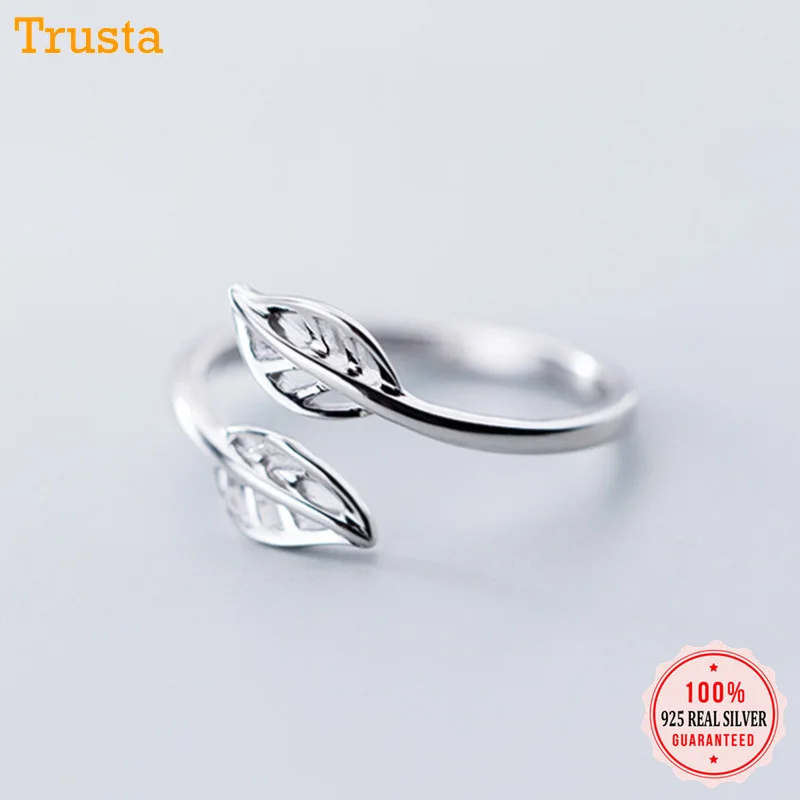 Trustdavis 100% Стерлинговое Серебро 925 пробы женское кольцо с листьями регулируемые