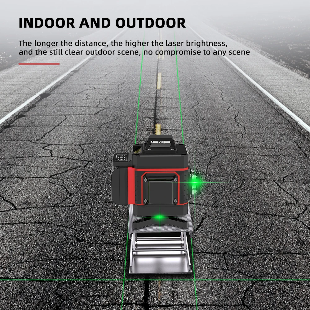 Лазерный уровень 3D4D 16/12 линий зеленая линия самовыравнивание 360 горизонтальный и